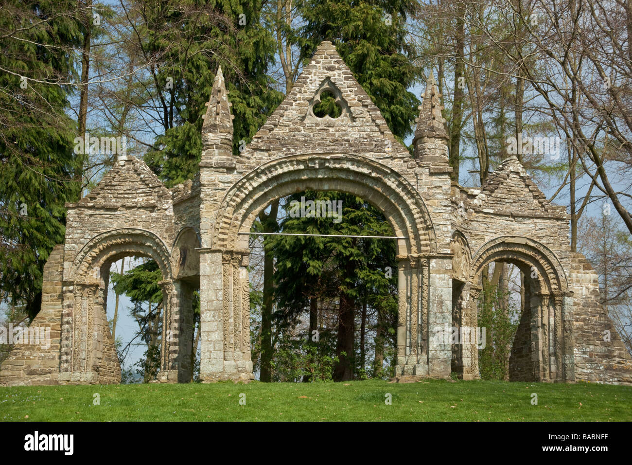 Shobdon archi, un arco gotico in Herefordshire Foto Stock