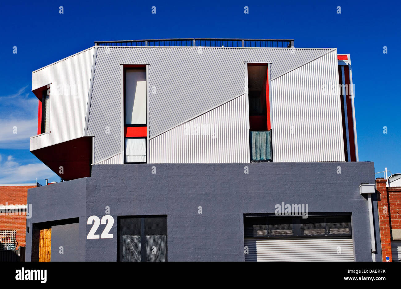 Architettura / un magazzino moderno appartamento di conversione. Melbourne Victoria Australia Foto Stock