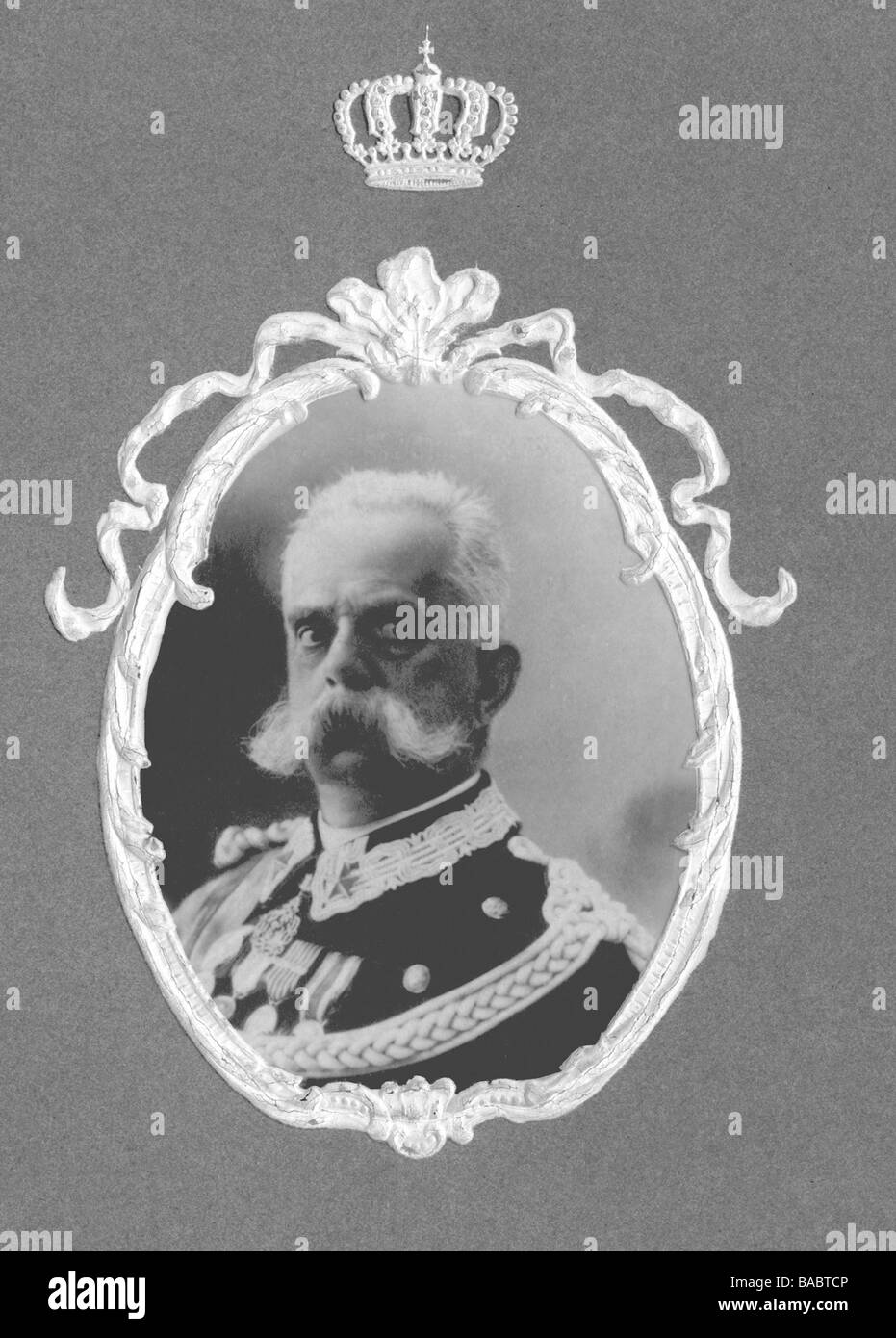 Humbert i, 14.3.1844 - 29.7.1900, re d'Italia dal 1878, ritratto, fotografia in ornamento, cartolina, fine 19th secolo, Foto Stock