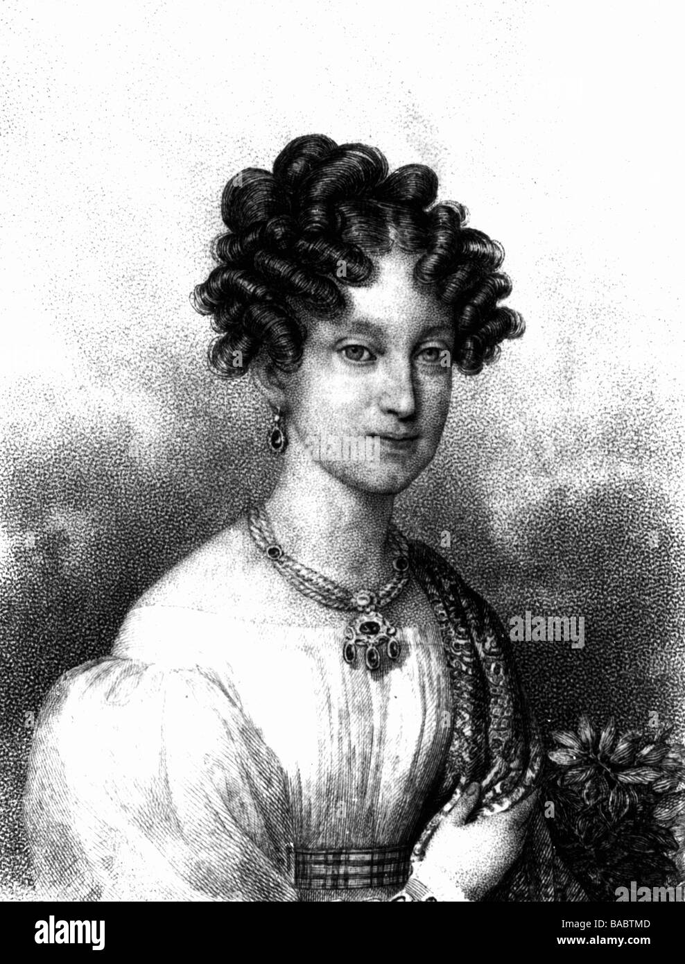 Marie Louise, 12.1791 - 12.12.1847, Empress Consort di Francia 2.4.1810 - 6.4.1814, ritratto, incisione in acciaio, 19th secolo, , Foto Stock
