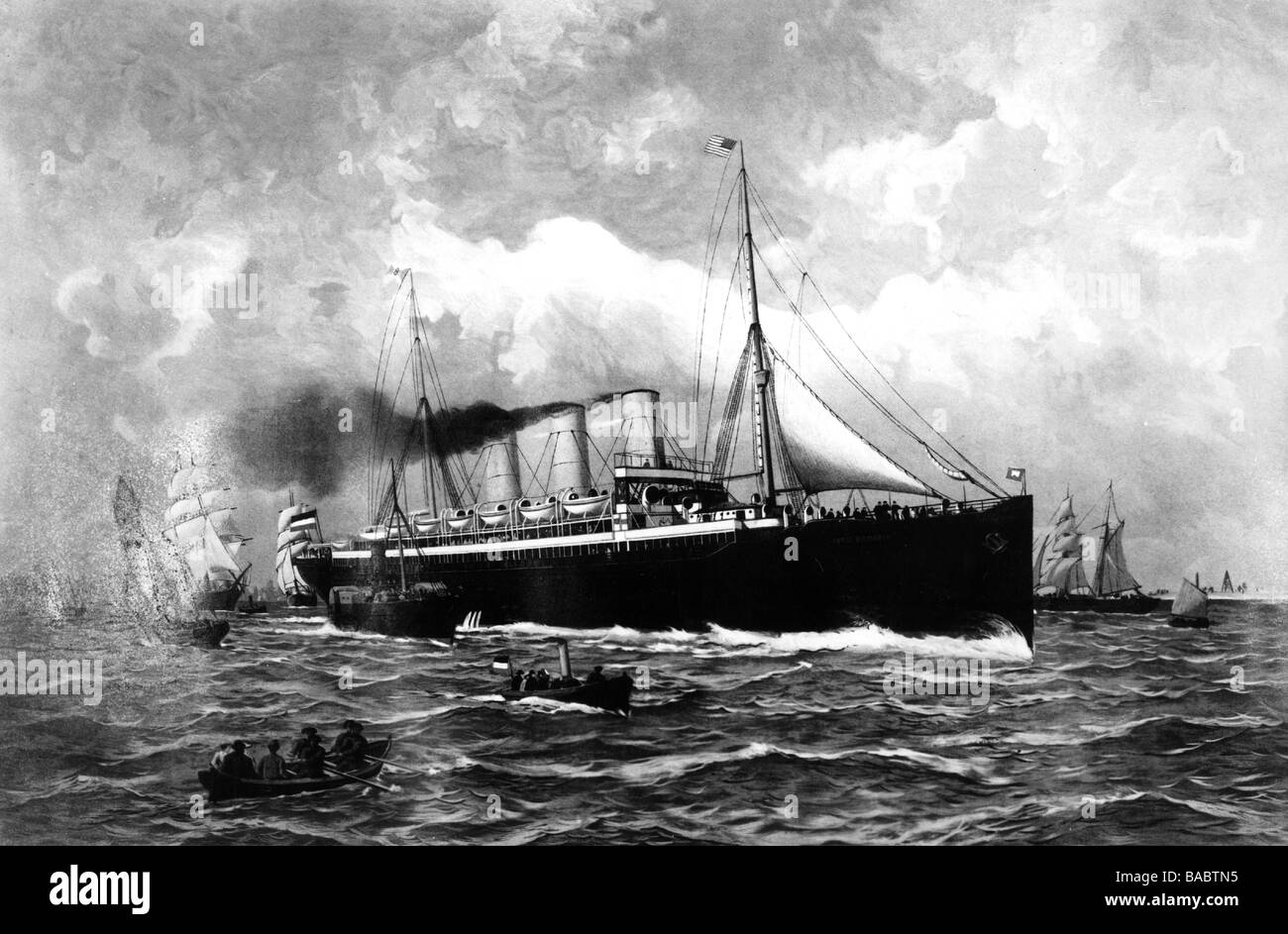 Trasporto / trasporto, navigazione, nave a vapore 'Fürst Bismarck', di Hamburg America Line, anno di costruzione 1891, Vulcan Werke Stettin, venduto in Russia nel 1904, dopo la stampa di Aberle & Co., Berlino & Londra, Foto Stock