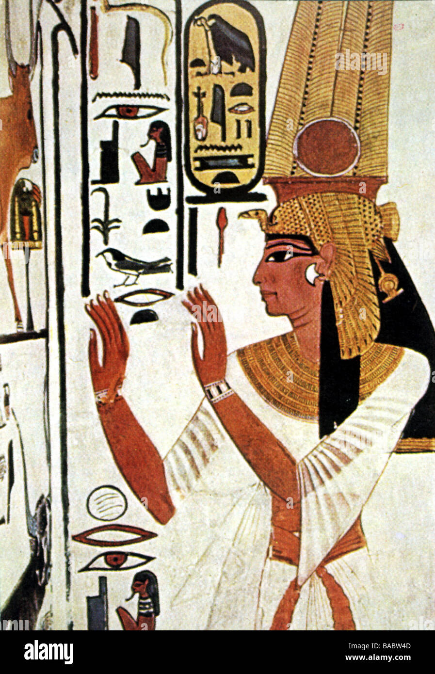 Ramesses II 'il Grande', Faraone d'Egitto 1279 - 1213 a.C. (dinastia 19th), sua moglie Nefertari (circa 1290 - circa 1255 a.C.), dipinto a muro dalla sua tomba, Valle delle Regine, Tebe, Foto Stock