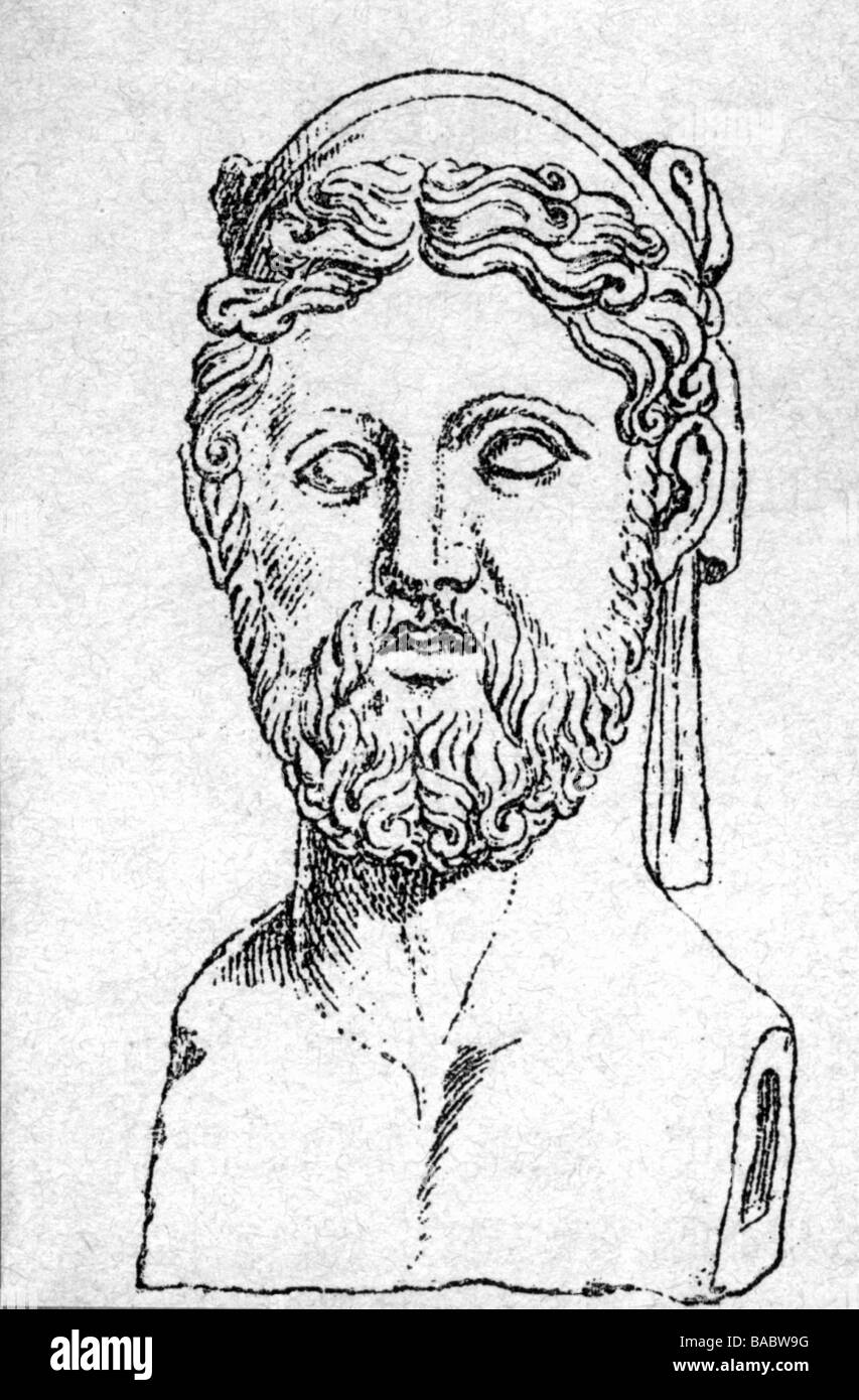 Massinissa, circa 240 a.C. - 148 a.C., re di Numidia 201 - 148 a.C., ritratto, incisione in legno dopo busto antico, 19th sec., Foto Stock