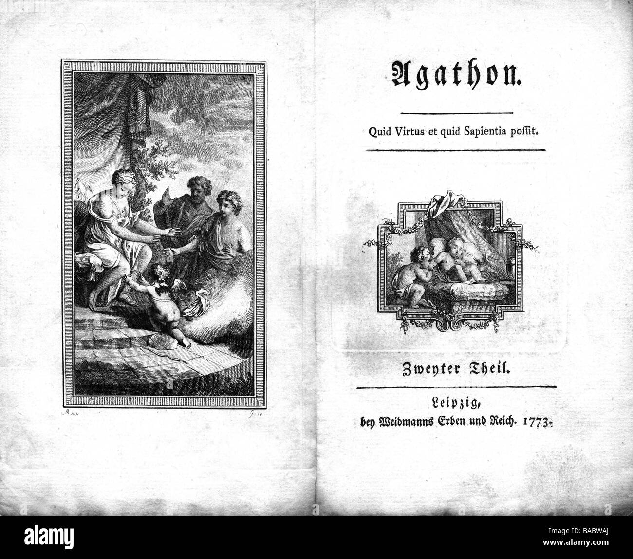 Agathon, circa 447 a.C. - circa 401 a.C., autore/scrittore greco, la sua opera, seconda parte, Lipsia, 1773, copre un titolo, Foto Stock