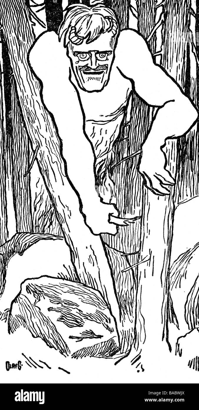 Hamsun, Knut, 4.8.1859 - 19.2.1952, autore/scrittore norvegese, caricatura, disegno di Olaf Gulbrammson dal tempo di Christiana Boheme, circa 1890, Foto Stock