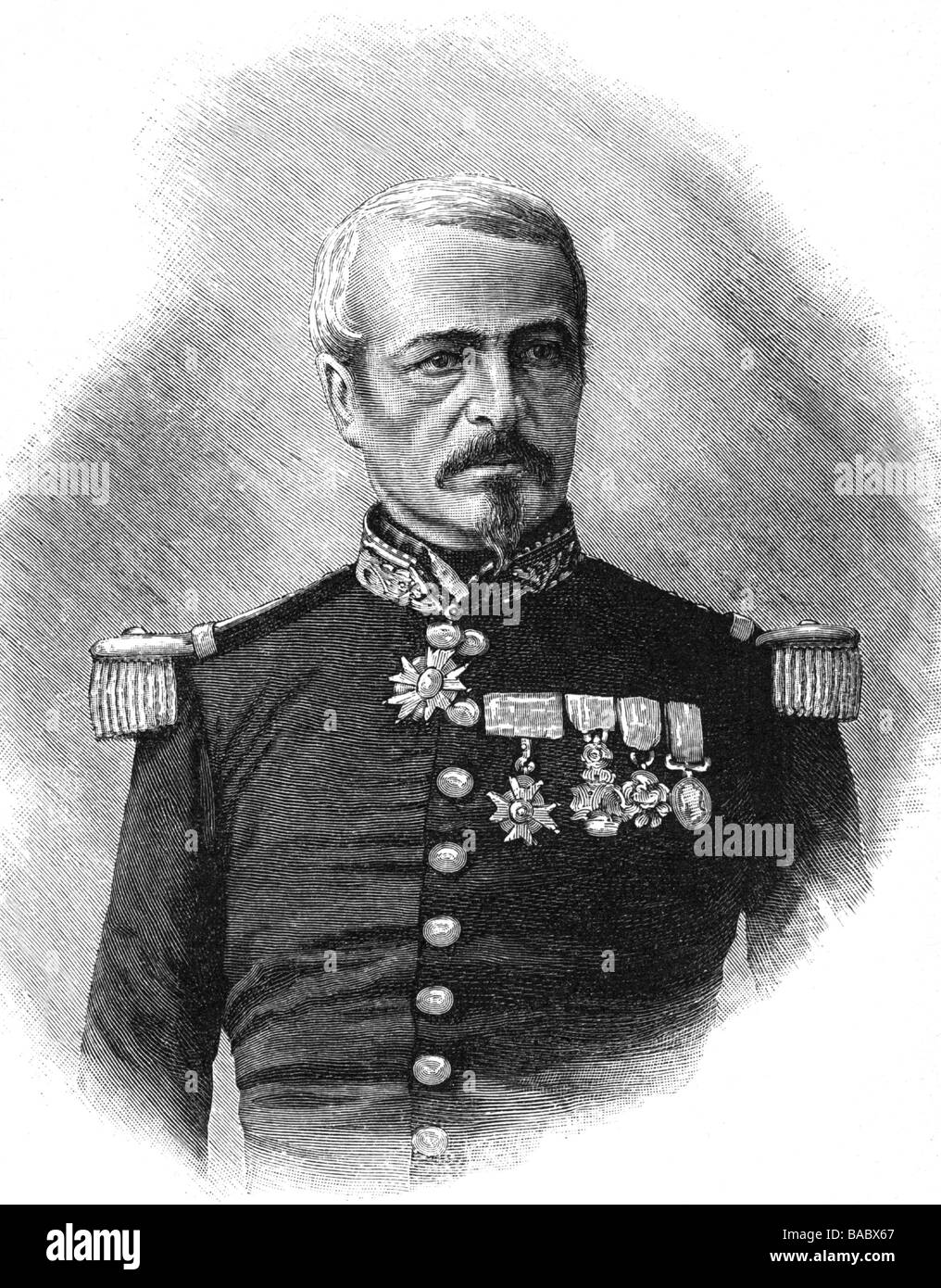 Frossard, Charles Auguste, 26.4.1807 - 25.8.1875, generale francese, ritratto, incisione su legno da E. Krell, dopo foto, circa 1871, Foto Stock
