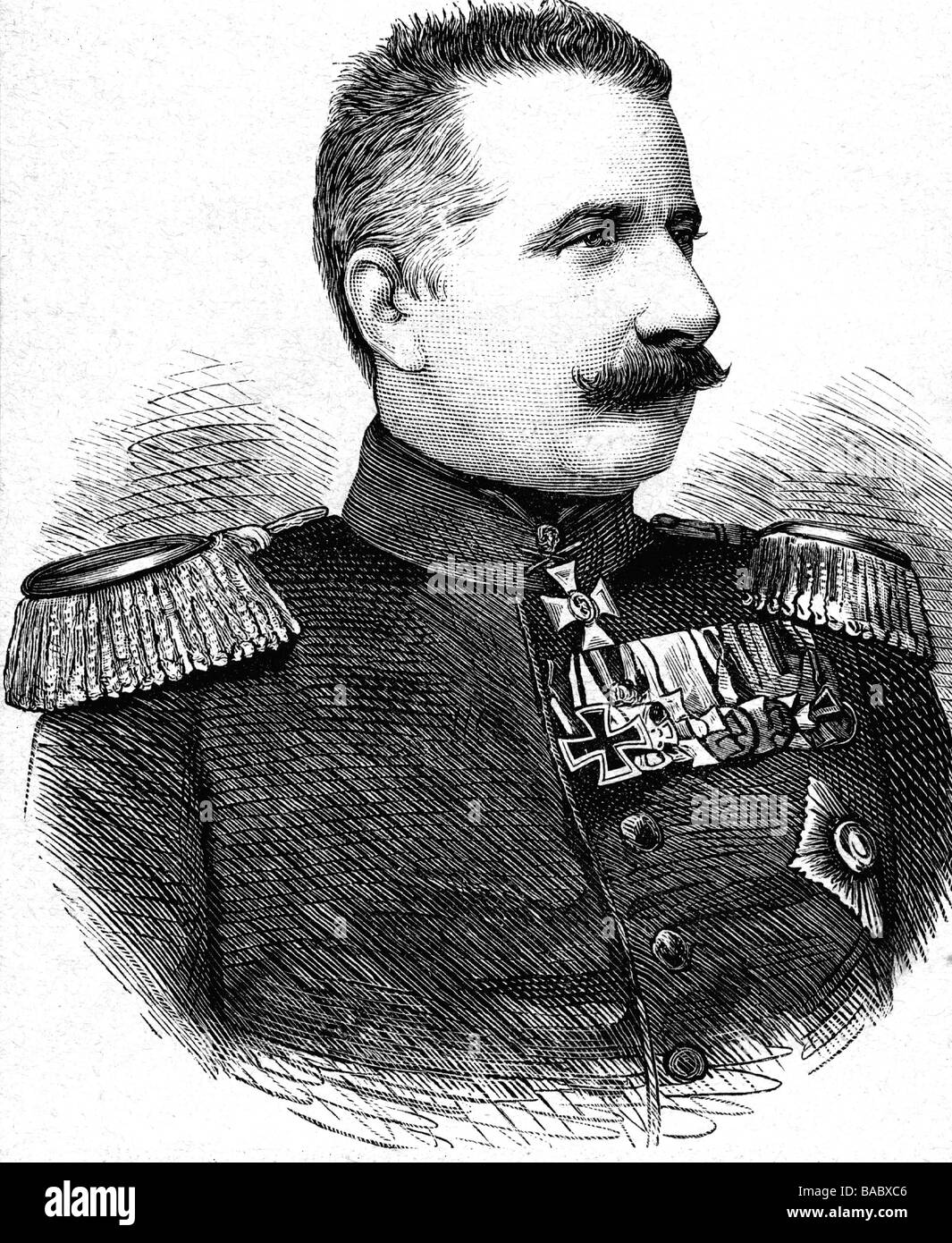 Waldersee, Alfred Count of, 8.4.1832 - 5.3.1904, generale tedesco, ritratto, incisione in legno, circa 1885, , Foto Stock