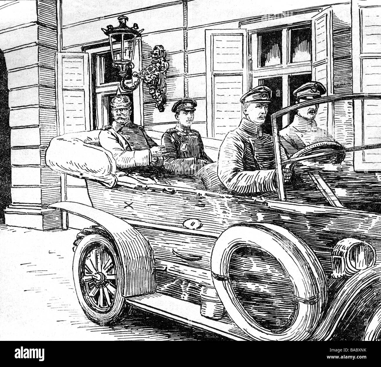 Mackensen, August von, 6.12. 1849 - 8.11.1945, generale tedesco, comandante del gruppo militare 'Mackensen', 6.7.1915 - 1.7.1918, a Sofia, agosto 1916, disegno, Foto Stock