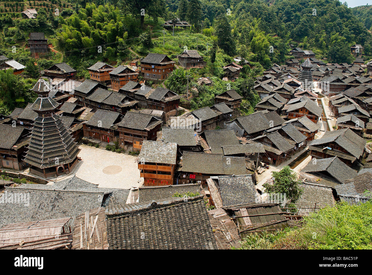 Cina, provincia di Jiangxi, Dong villaggio di Yingtan, Torre del Tamburo Foto Stock