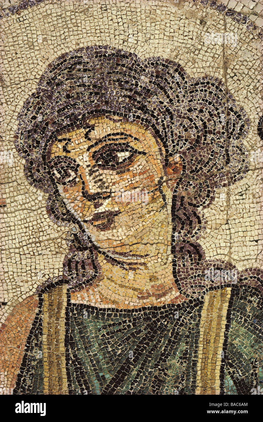 Cipro, Kourion, mosaico Ktisis, personificazione della creazione house Eustolios (V secolo) Foto Stock