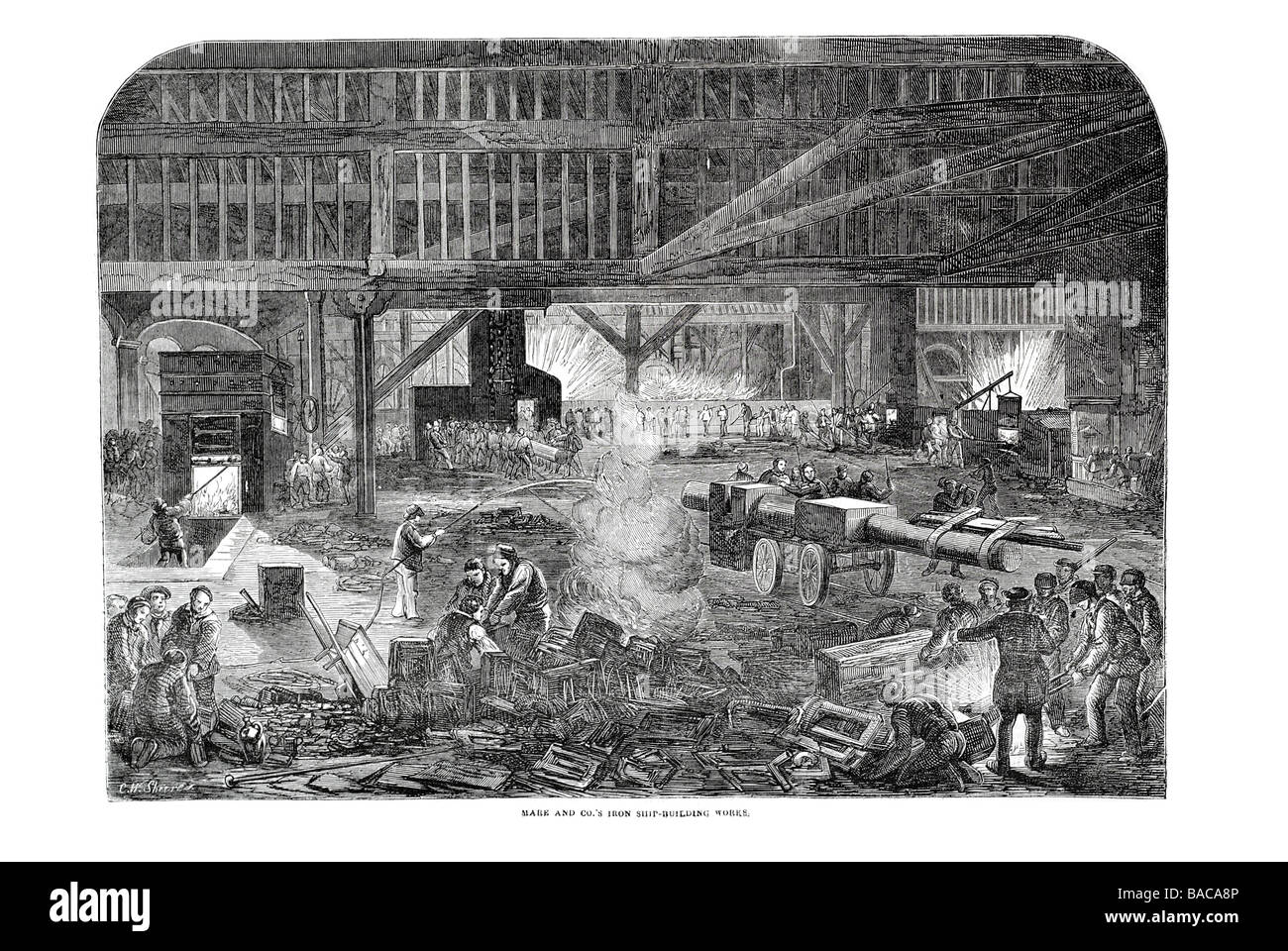 Mare & co di ferro ship building works 1854 Foto Stock