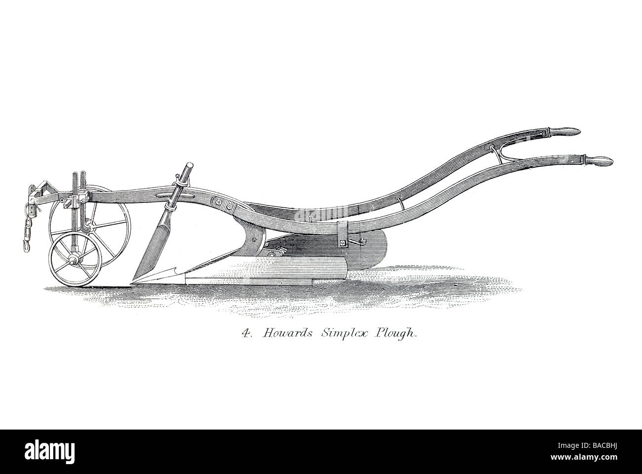 Howards simplex Aratro assolcatore aratro arato agricoltura strumento di terreno di coltivazione telaio punto tre fissare il regolatore di altezza di coltello co Foto Stock