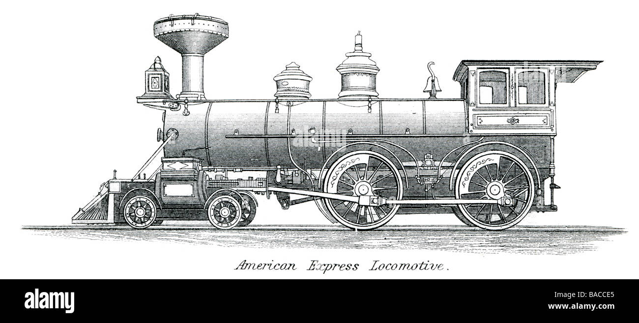 Locomotiva american express una locomotiva è un veicolo ferroviario che fornisce la forza motrice di un treno. La parola proviene da fr Foto Stock