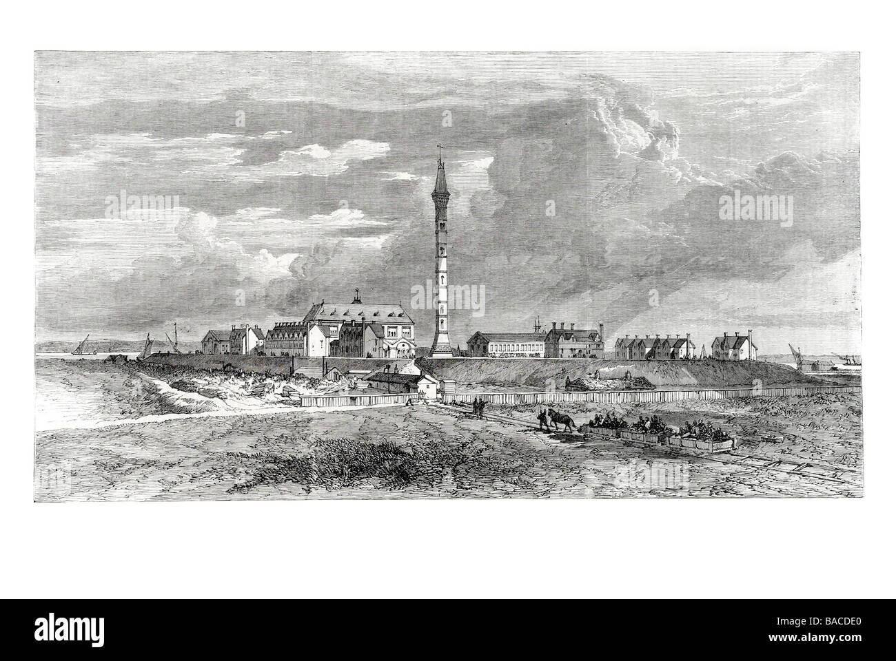 Metropolitan di drenaggio principale vista generale dell'emissario meridionale lavora a crossness 1865 Foto Stock