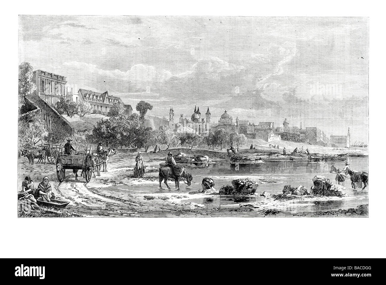 La città di Buenos Aires visto dall est del Río de la Plata 1865 Foto Stock