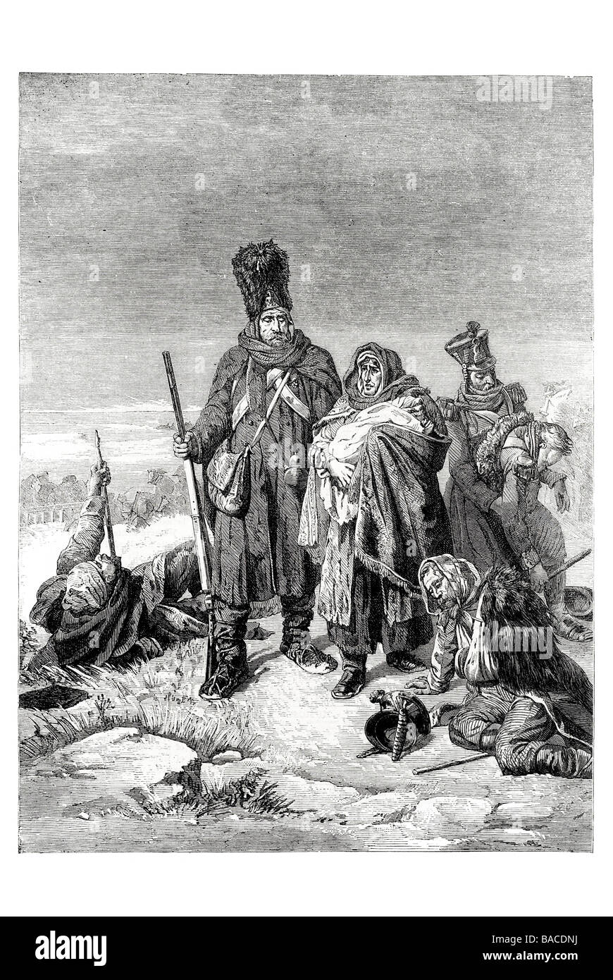 Un episodio della ritirata da mosca da m hippolyte bellange 1865 pittore francese 1800 1866 tela Foto Stock