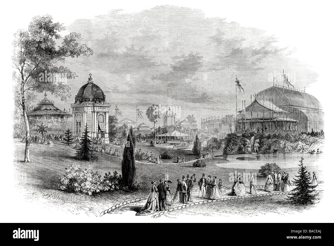 L'esposizione internazionale di Parigi l'imperatrice s pavilion e grande veranda in giardino riservato 1867 Foto Stock