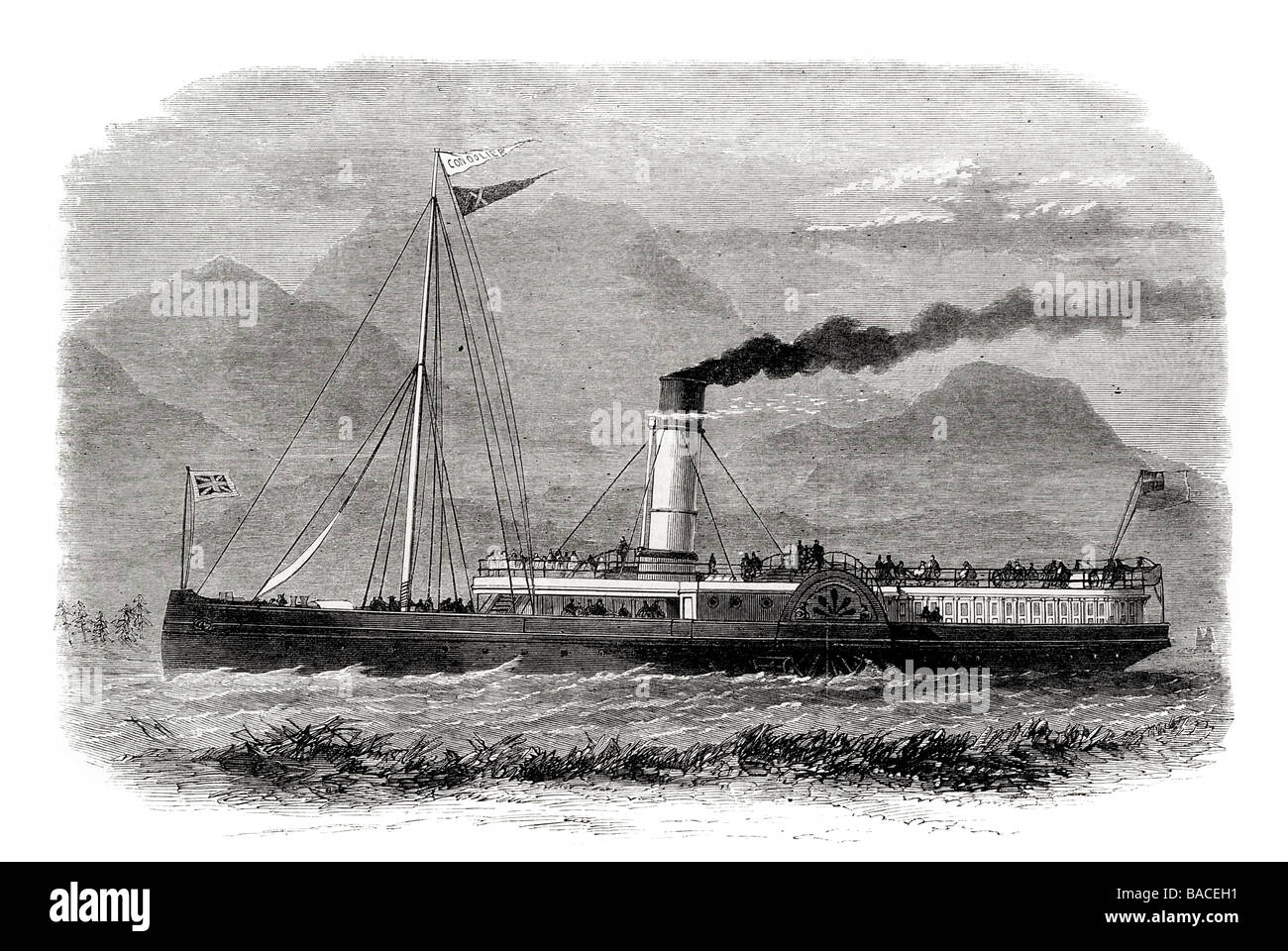 Il Centro Commerciale Steam Boat gondoliere Caledonian Canal 1868 Foto Stock