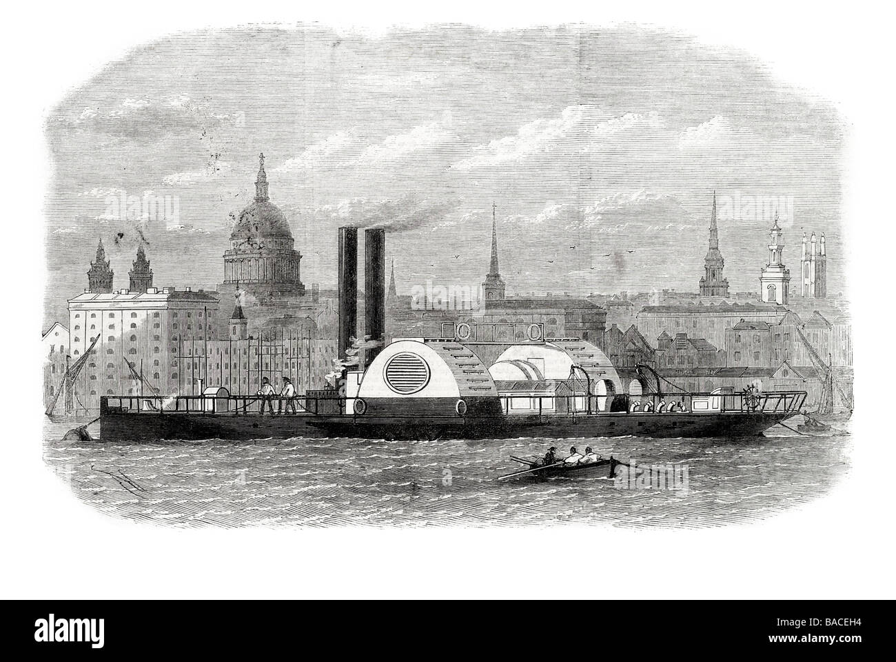 Nuovo Floating motore Fire Fire in London Docks 1868 Foto Stock