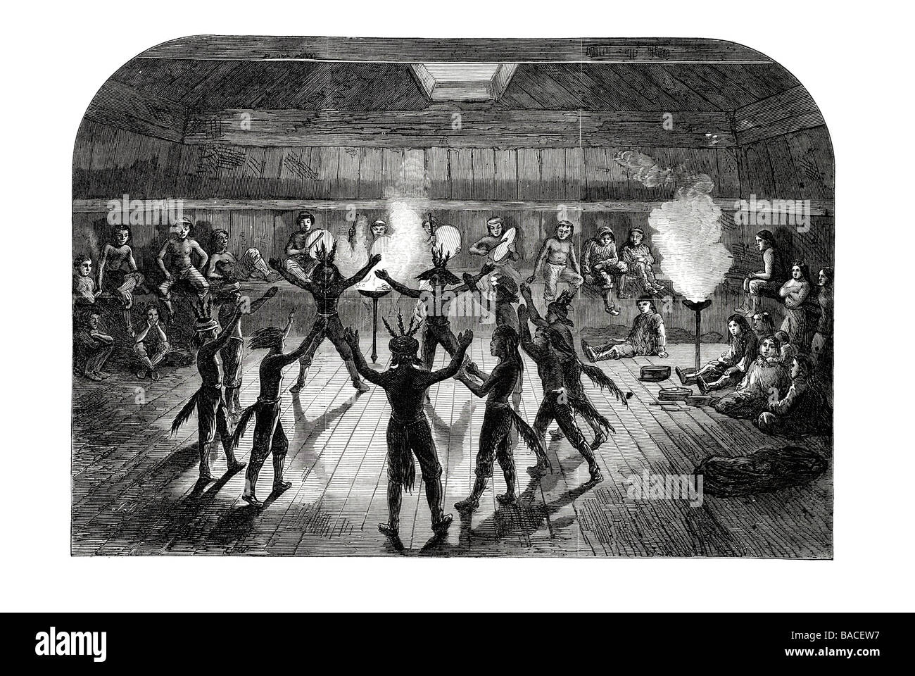 Schizzi dall'Alaska danza indiana a Unalachleet Norton Sound 1868 Foto Stock