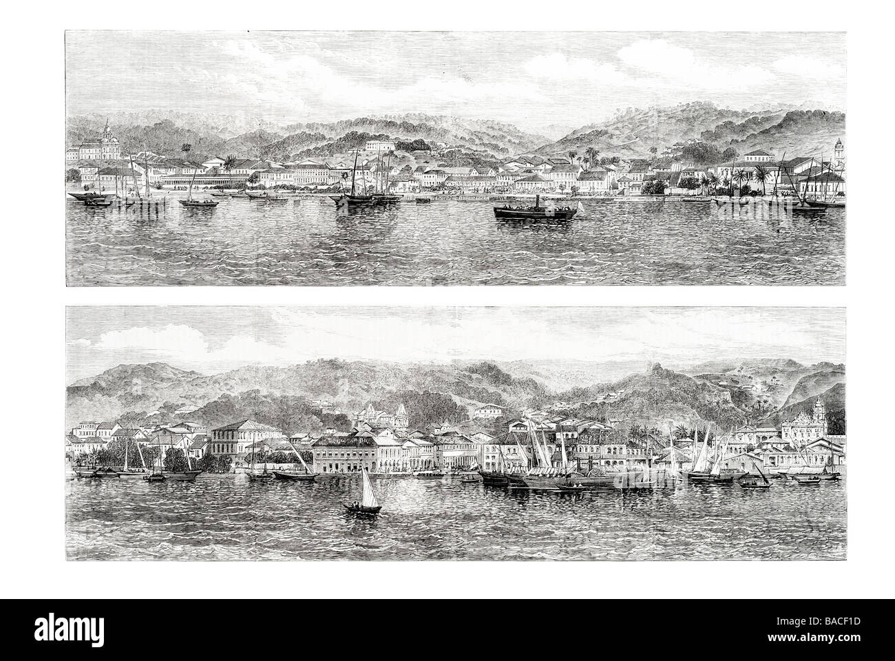 A cachoeira Provincia di Bahia in Brasile Impero 1868 Foto Stock