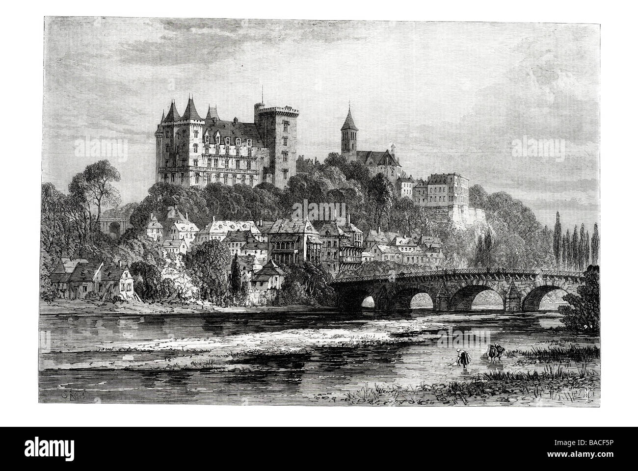 La rivoluzione in Spagna chateau a pau la residenza della ex regina Isabella di Spagna 1868 Foto Stock