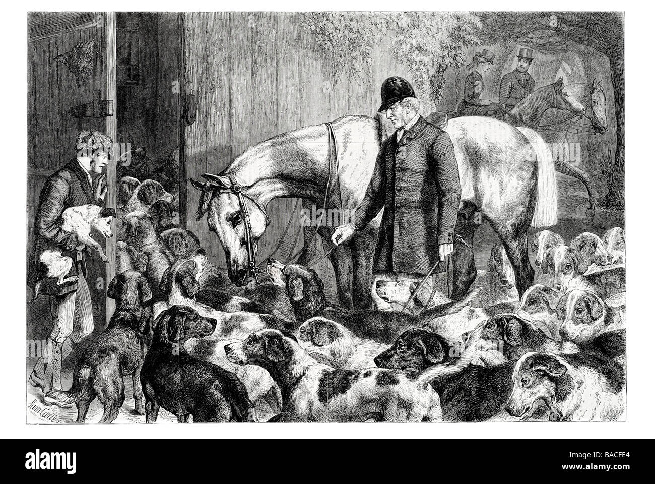 Frost legato la caccia alla volpe Hounds Foto Stock
