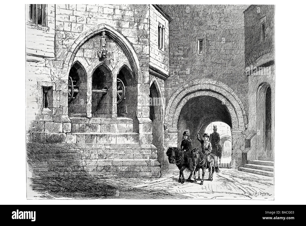 Alnwick Castle il pozzo Foto Stock