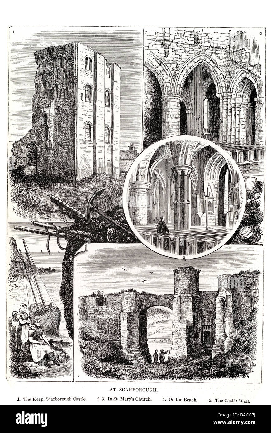 Tenere scarborough castle st Mary s chiesa spiaggia castello fortezza di parete del Mare del Nord Yorkshire Foto Stock