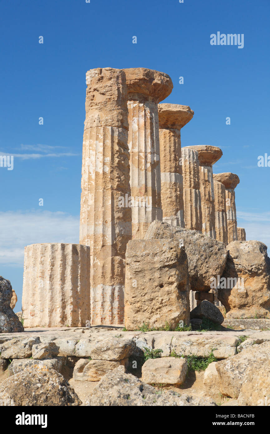 Tempio di Ercole, la Valle dei Templi, rovine greche, Agrigento, Sicilia, Italia Foto Stock