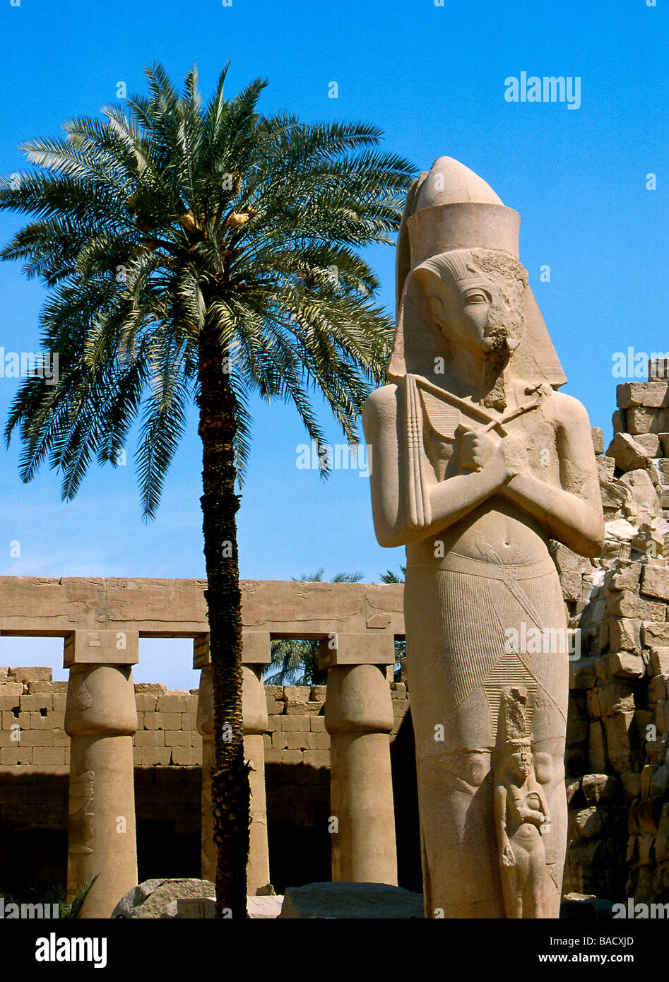 Statua di Amon Ramses11 Luxor Tempio di Karnak Egitto Foto Stock