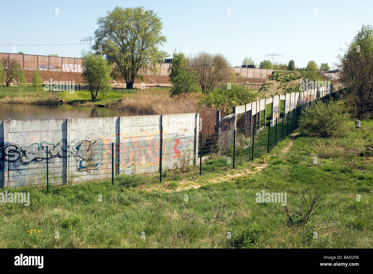 La sezione interna del muro di Berlino, tra Rudow e Altglienicke, Berlino, Germania Foto Stock