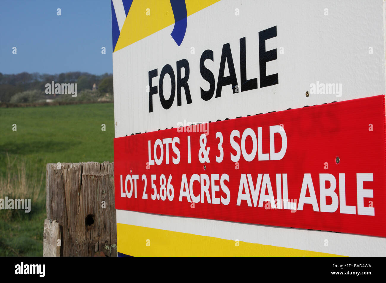 Terreni agricoli in vendita nella campagna inglese. Foto Stock