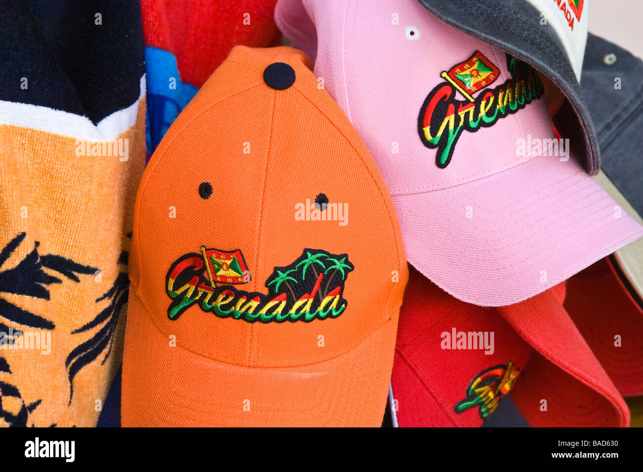 Negozio di souvenir a Grand Anse Craft Spice Market Grenada Foto Stock