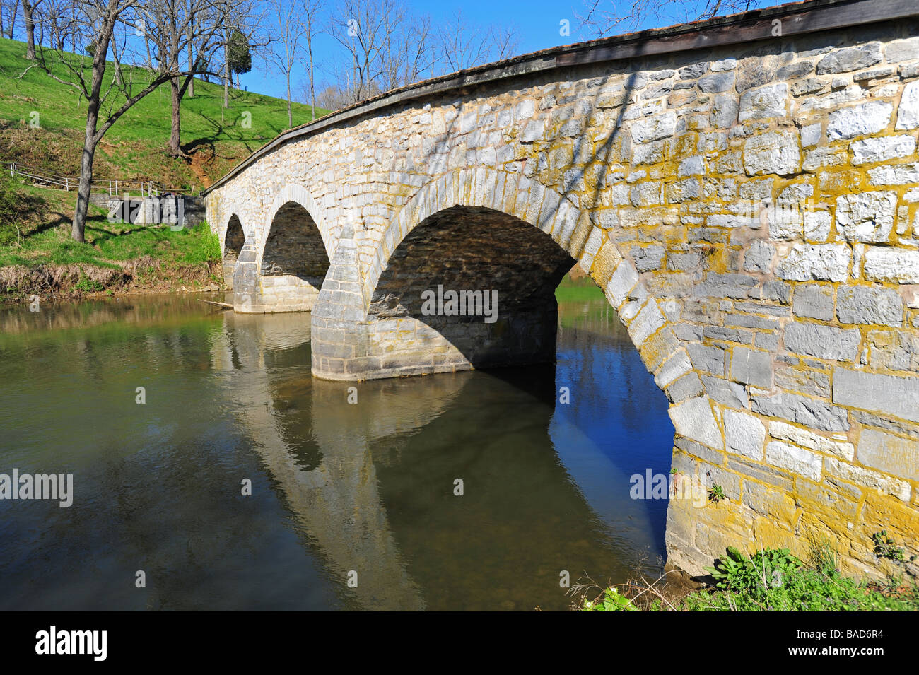 Stati Uniti Maryland Washington County Antietam National Battlefield National Park Service Burnside Bridge Foto Stock