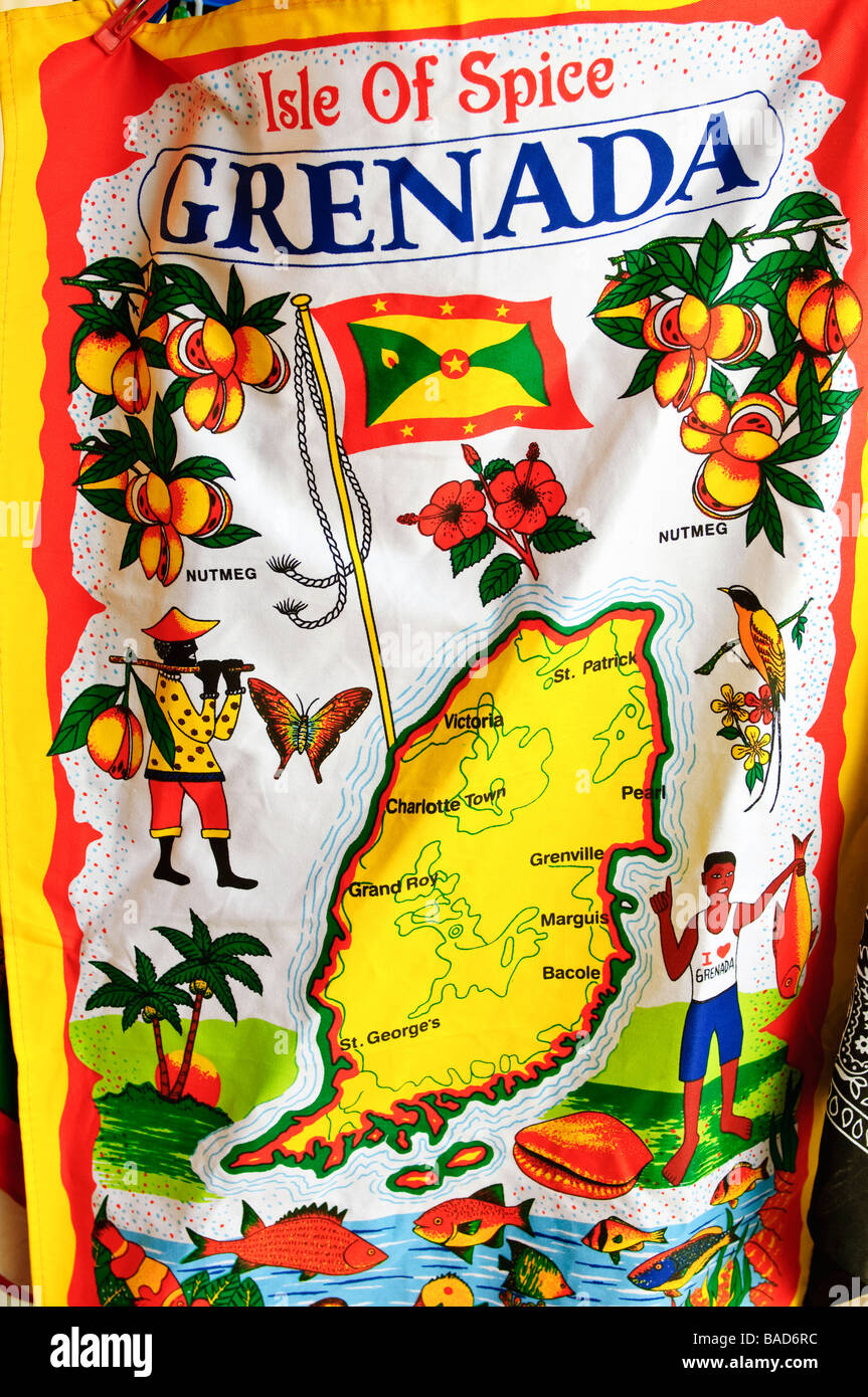 Negozio di souvenir a Grand Anse Craft Spice Market Grenada Foto Stock