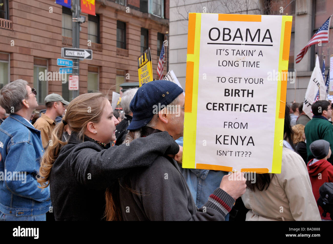 Imposta il giorno 15 Aprile Tea Party protesta pacifica a Rochester, NY USA. Foto Stock