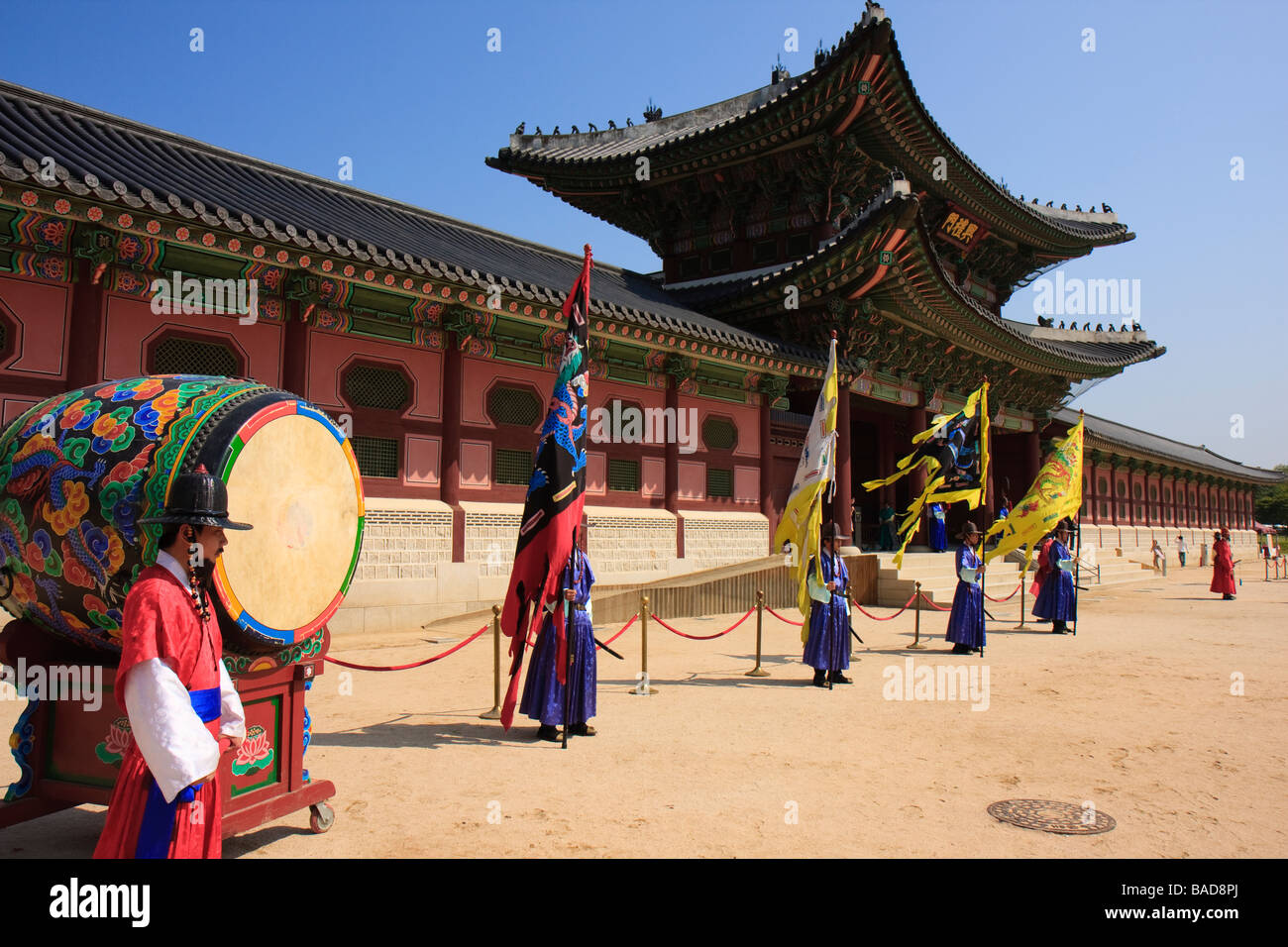 Cerimonia del cambio della guardia, Gyeongbokgung, Seoul, Corea del Sud Foto Stock