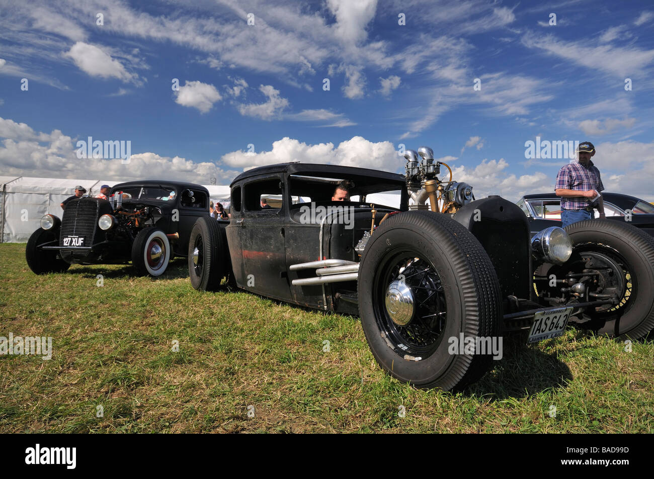 Ford modello A con Lincoln Flathead V8 motore degli anni cinquanta Hotrod Americano auto Foto Stock