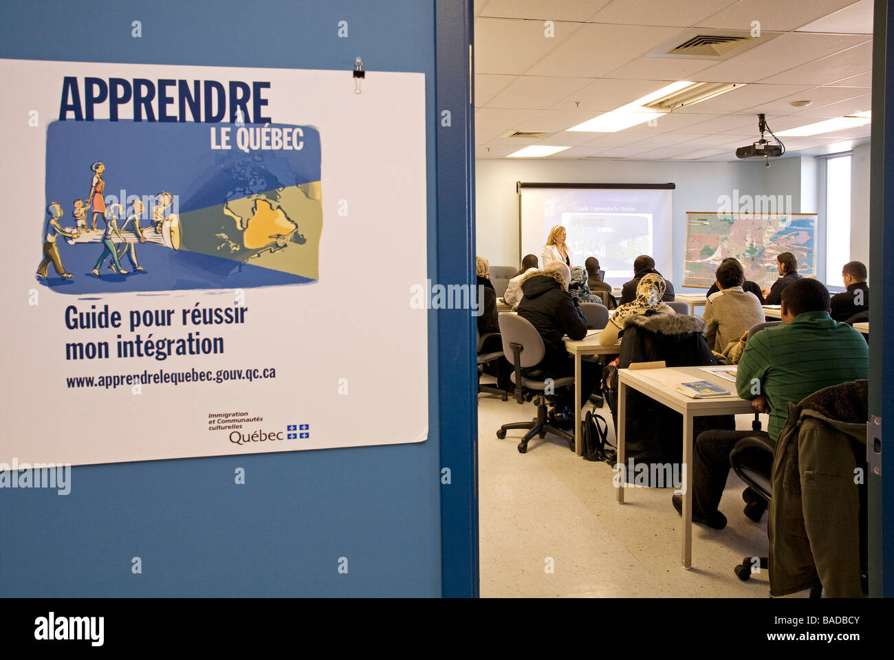Canada, Provincia di Quebec, Montreal, l immigrazione in Quebec, informazioni per nuovi immigrati in Montreal Centro Settentrionale Foto Stock
