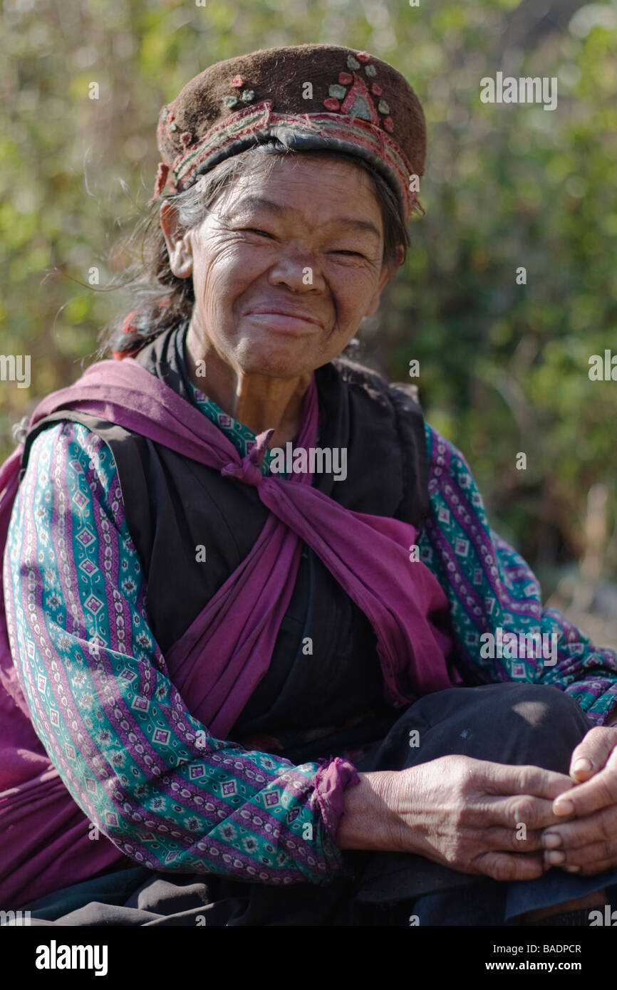 Tamang donna nella regione di Langtang del Nepal Foto Stock