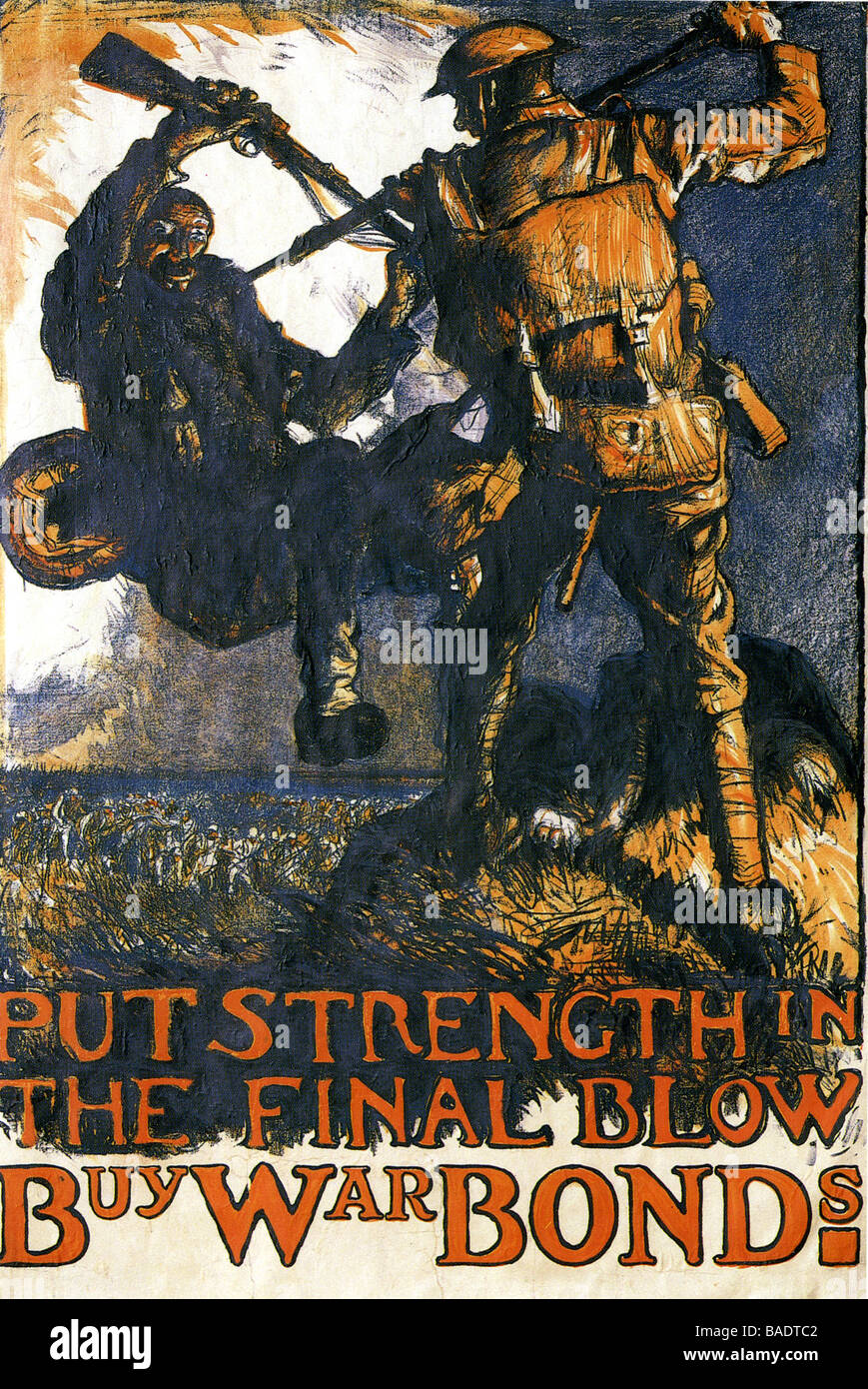 Nazionale di guerra comitato di risparmio un annuncio da 1918 progettato da artista belga Frank Brangwyn Foto Stock