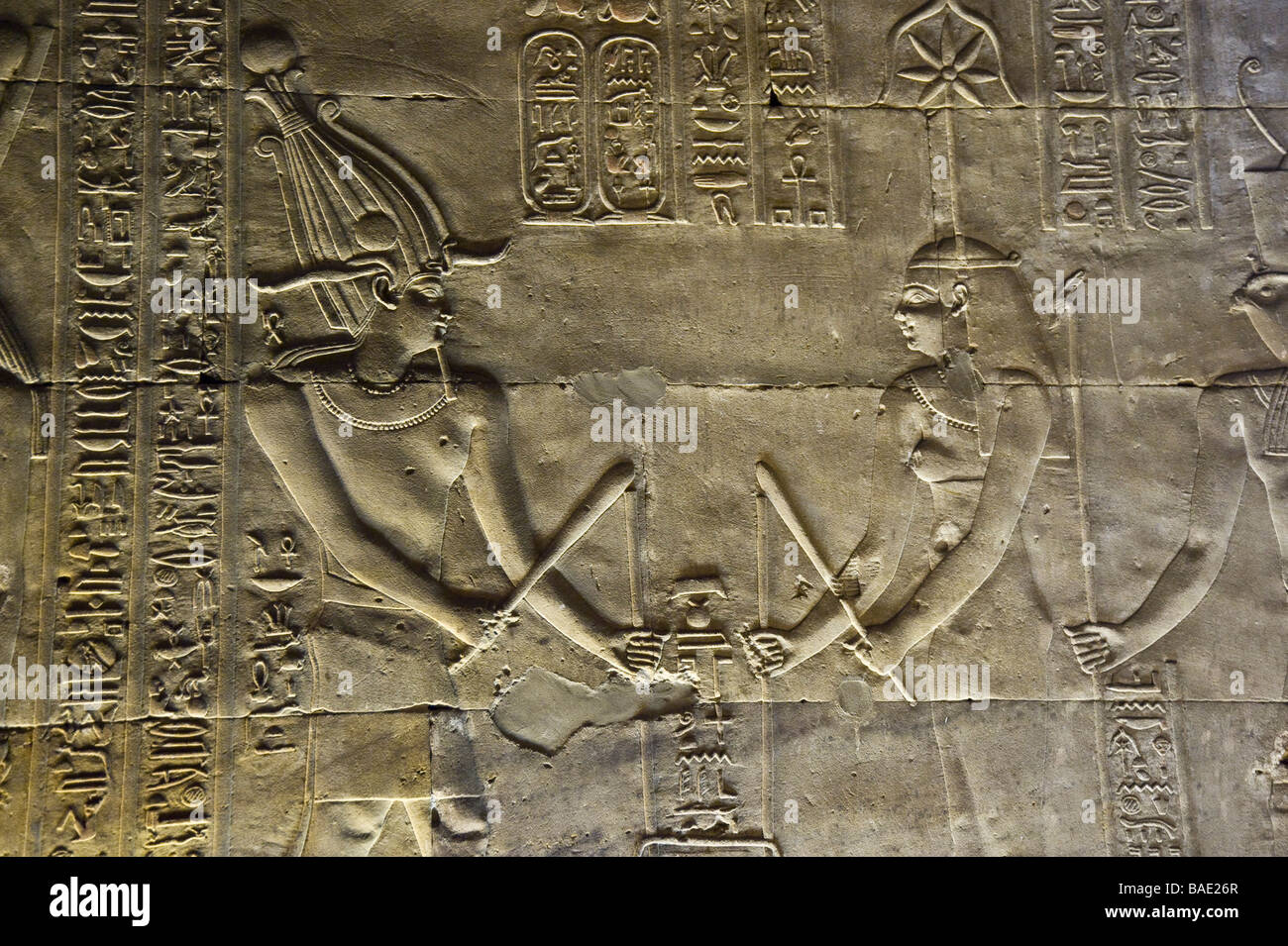 I geroglifici e Tempio di Horus Edfu, Egitto, Africa Settentrionale, Africa Foto Stock