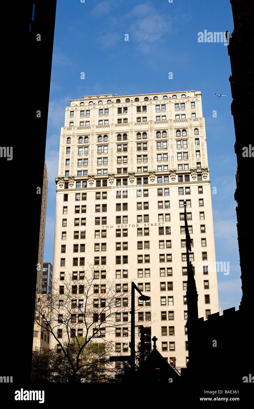 Stati Uniti, New York Wall Street, edificio e piano Foto Stock