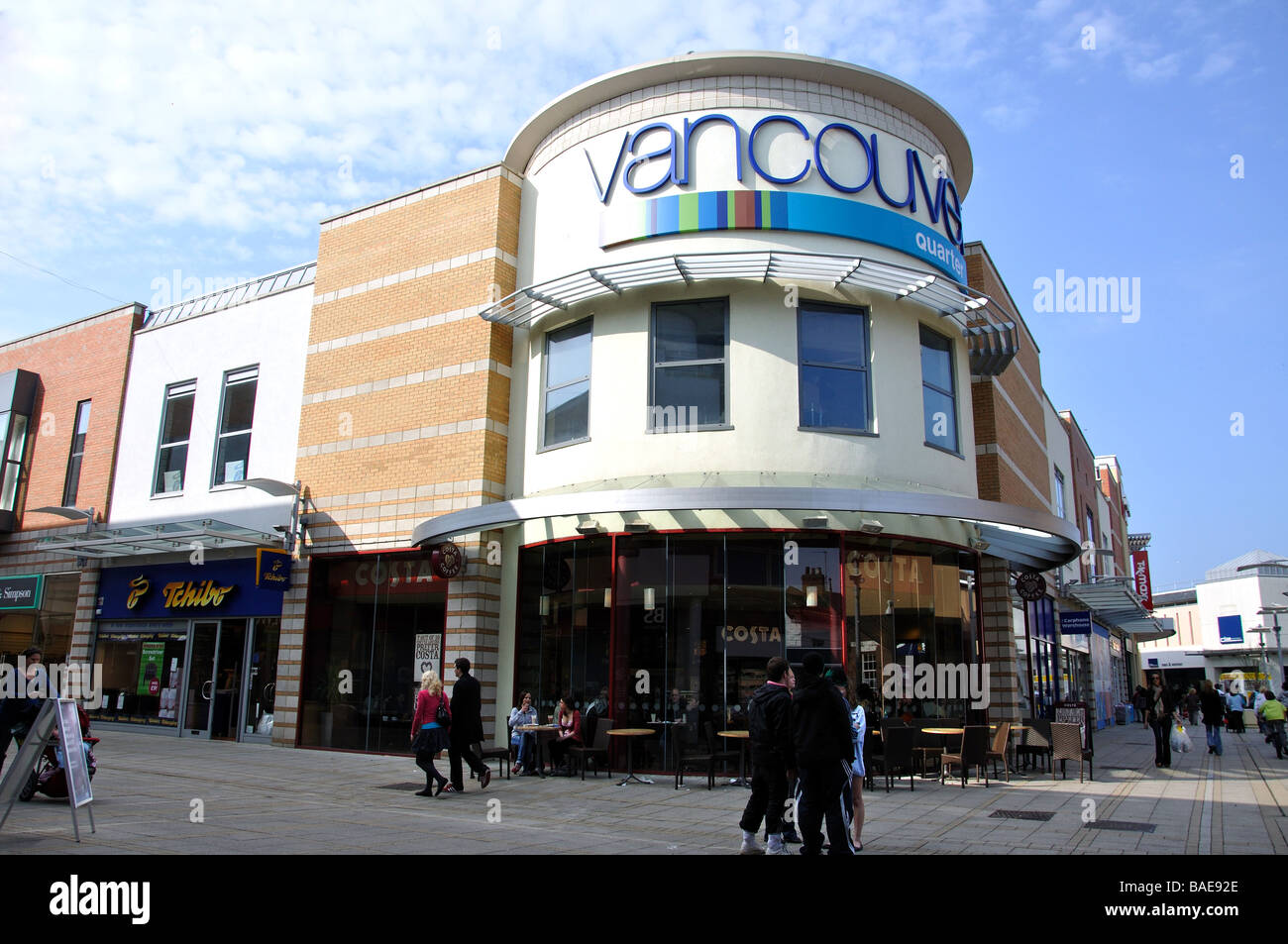 Vancouver trimestre Shopping Centre, Nuovo Conduit Street, King's Lynn, Norfolk, Inghilterra, Regno Unito Foto Stock