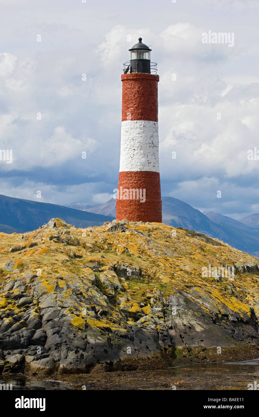 Il Sud La maggior parte faro nel mondo altrimenti noto come Les Eclaireurs. Canale di Beagle, Tierra del Fuego, Ushuaia. Foto Stock