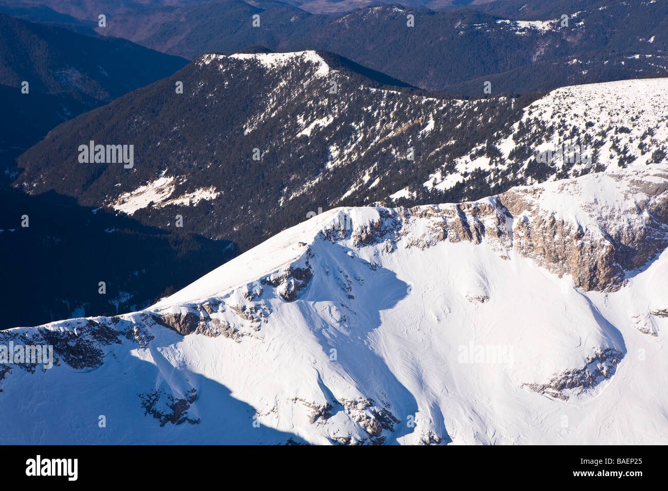 Pirin montagna Parco Nazionale, vista aerea di rifugio (rifugio, Lodge) Koncheto, Balcani Bulgaria Foto Stock