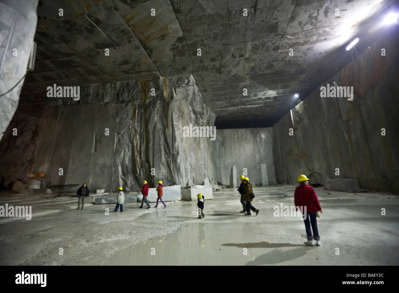Un sotterraneo Miniera di marmo, a Carrara (Toscana - Italia). Lo sfruttamento souterraine de marbre à Carrare, en Toscane (Italie). Foto Stock