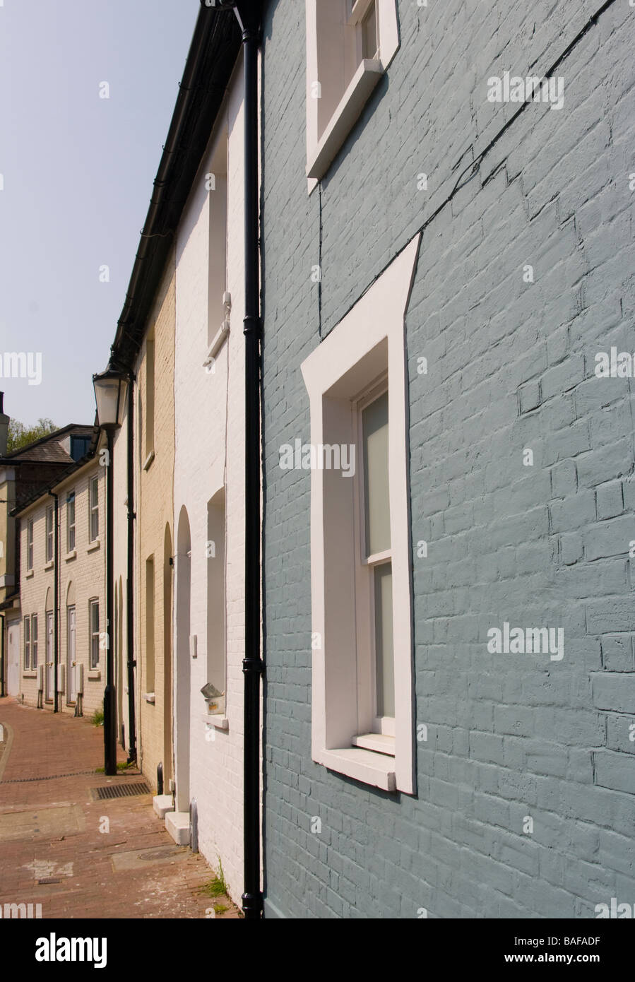 Fila di suburbana di case a schiera di case Cottages Lewes East Sussex Foto Stock