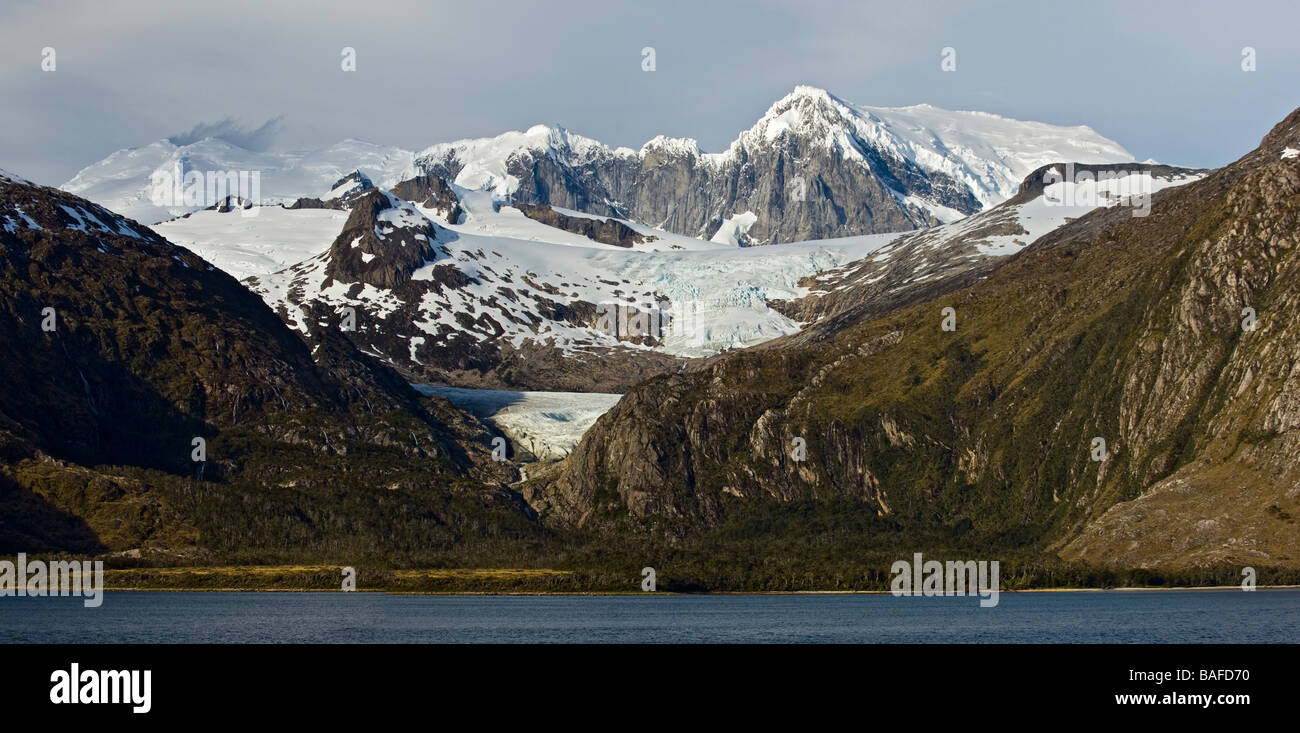 Vista panoramica lungo il Canale di Beagle, Tierra del Fuego Foto Stock